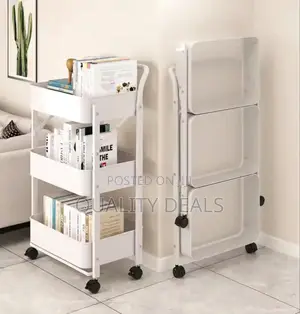 3 Tier Foldable Metal Utility Rolling Tray Trolley
