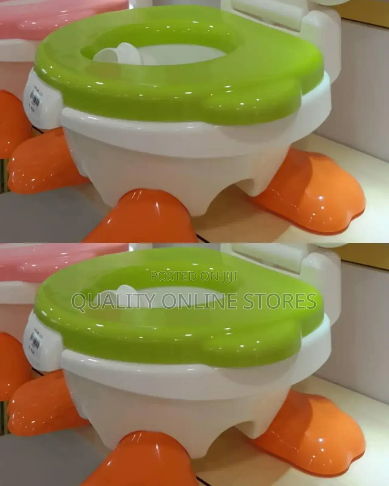 Green and White Plastic Toilet