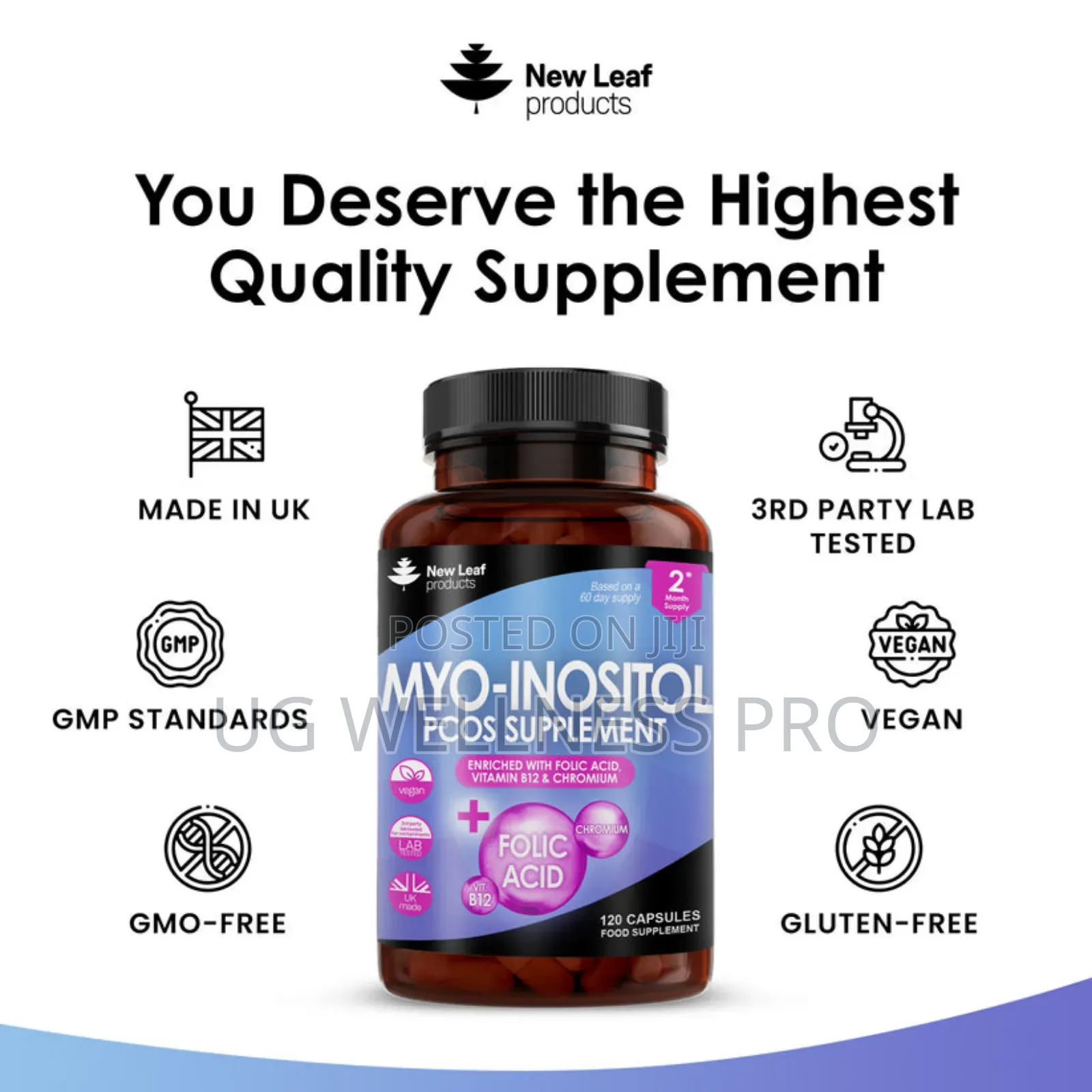 Myo-Inositol PCOS With Folic Acid, B12 2 Months Supply 120co