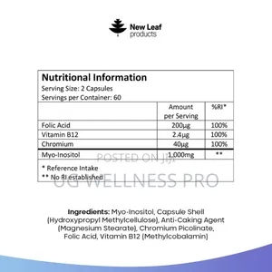 Myo-Inositol PCOS With Folic Acid, B12 2 Months Supply 120co