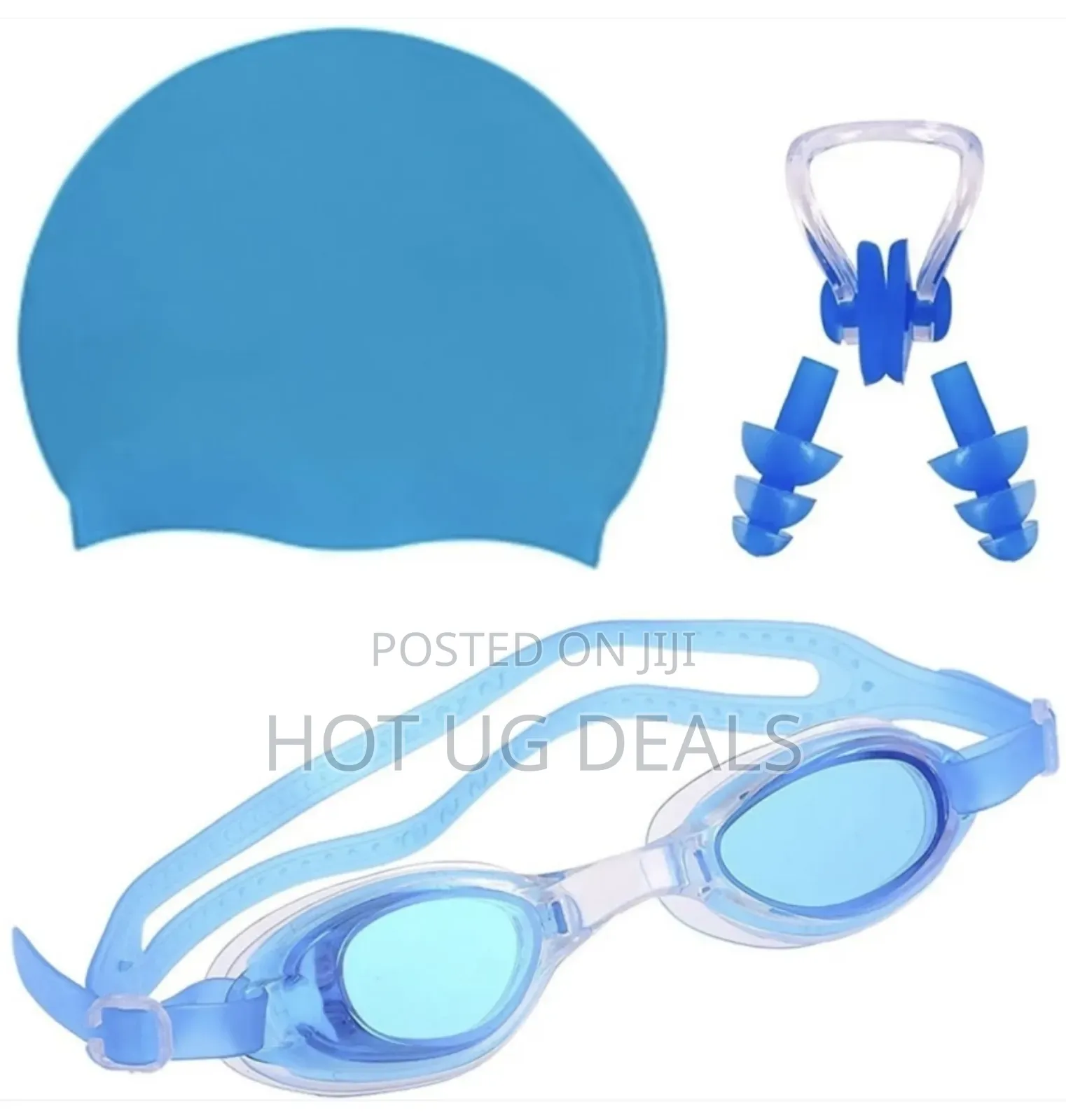 Kids Swimming Gear Set Swimming Googles And Swimming Cap - Blue