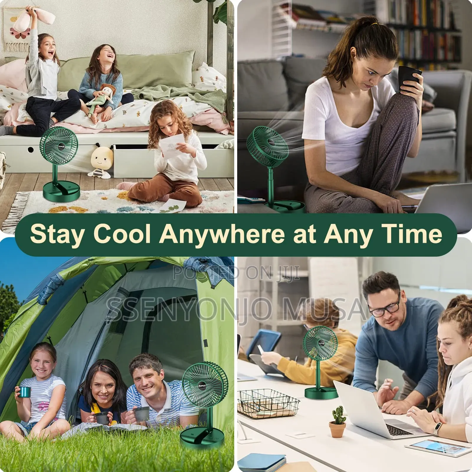 Portable Desk Fan Usb Rechargeable With 3 Modes Folding Fan