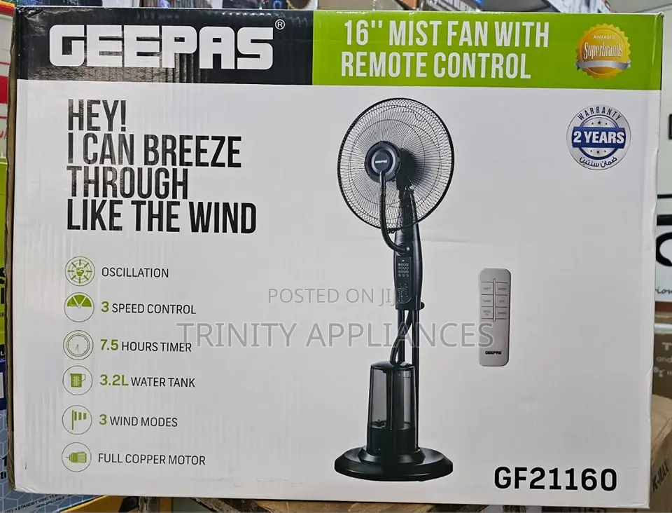Geepas 16" Mist Fan With Remote Control Gf21160