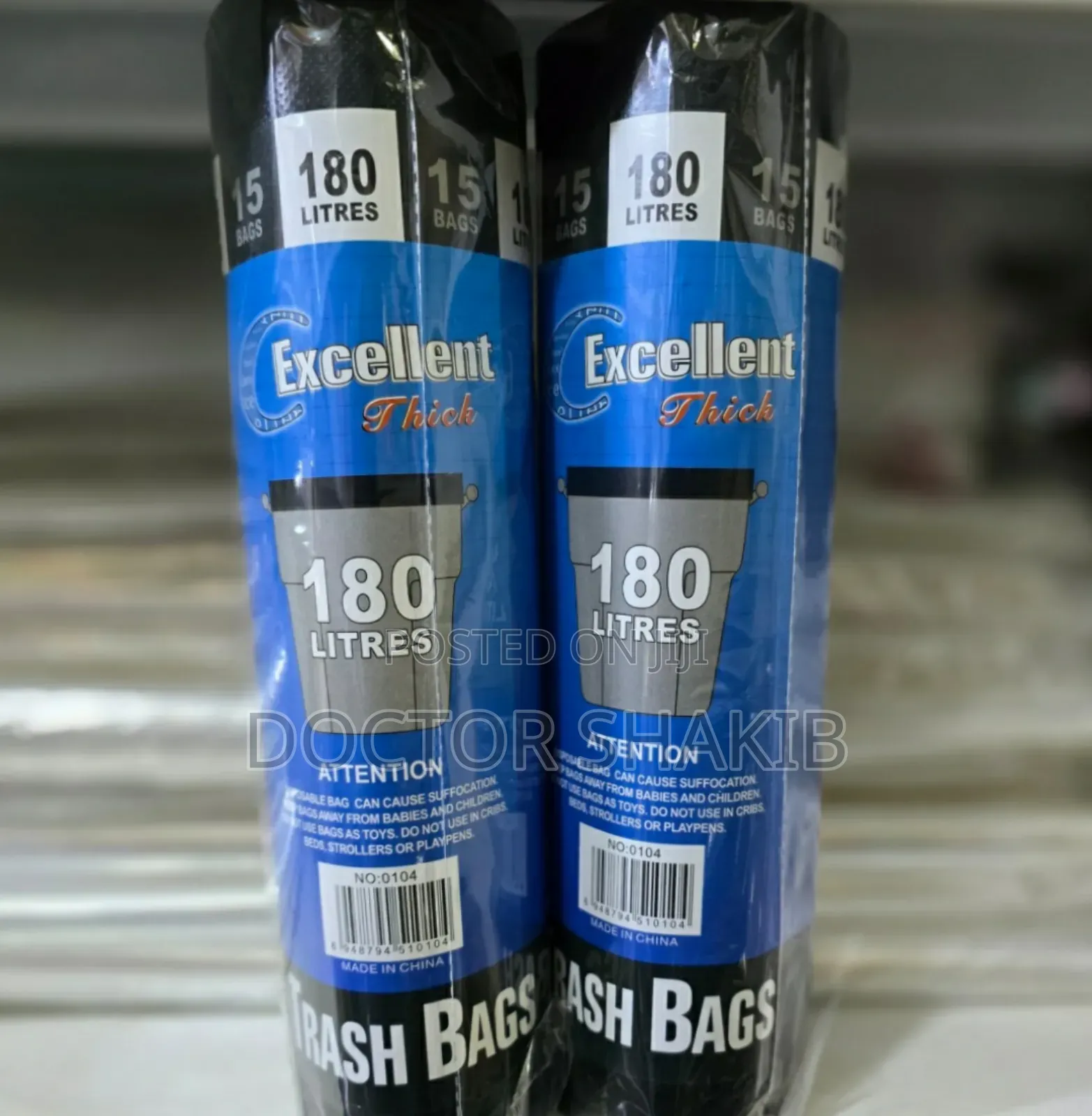 180ltrs of Black Thick Gabbage Bags