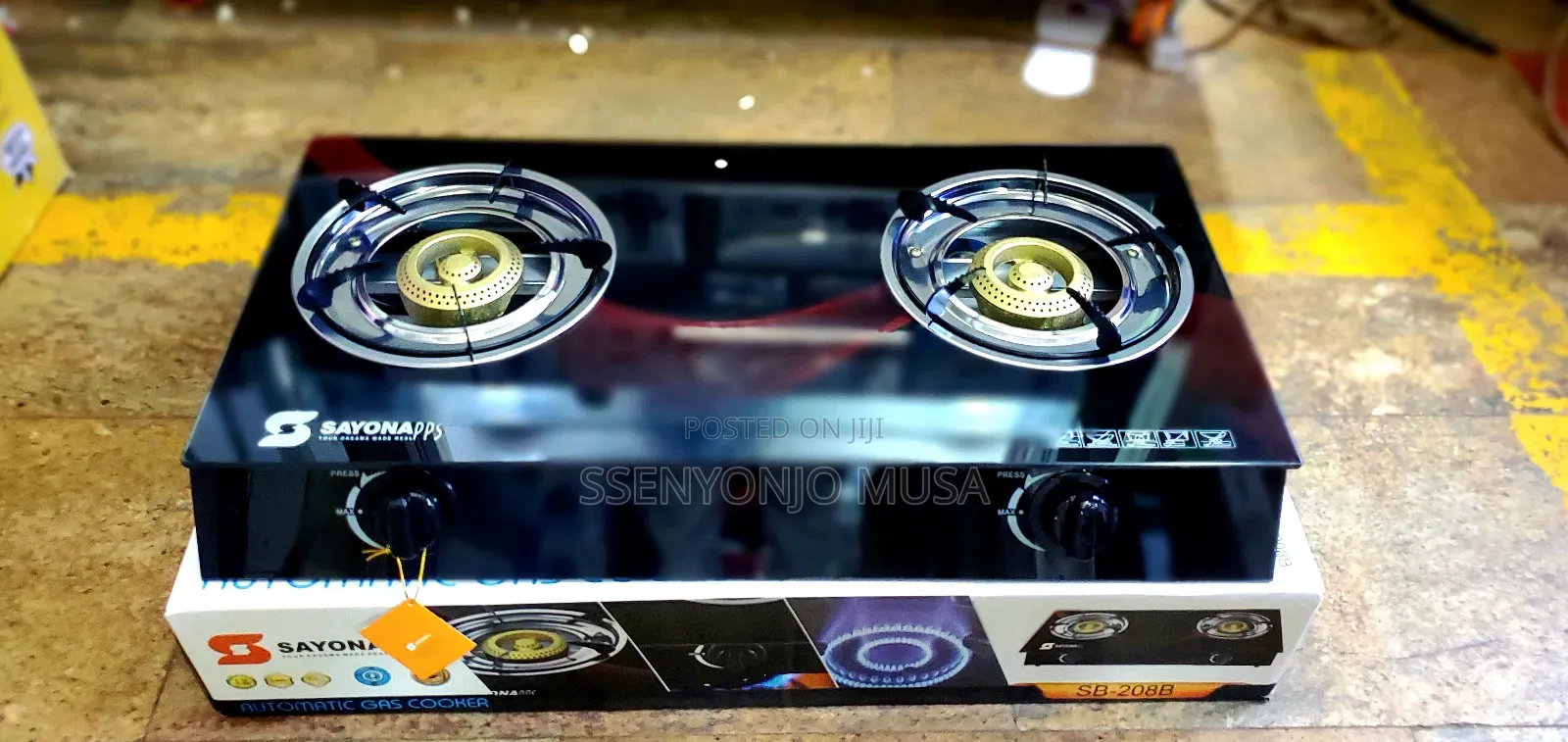 Sayona Sb-208b Auto Ignition Gas Cooker-2 Burners, Glass Top