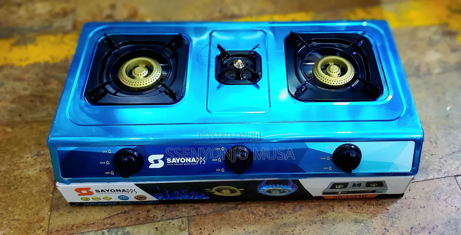 Sayona Sb-4501b Triple Burner Gas Cooker | Auto Ignition | Stainless.