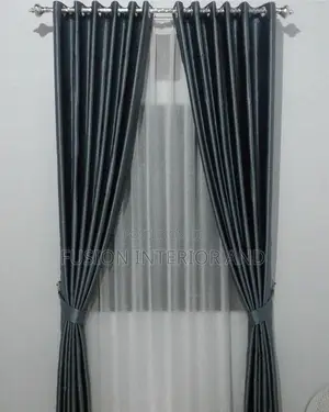 Dark Grey Plain Curtains