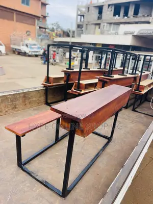 Photo - Metal and Wood School Bench