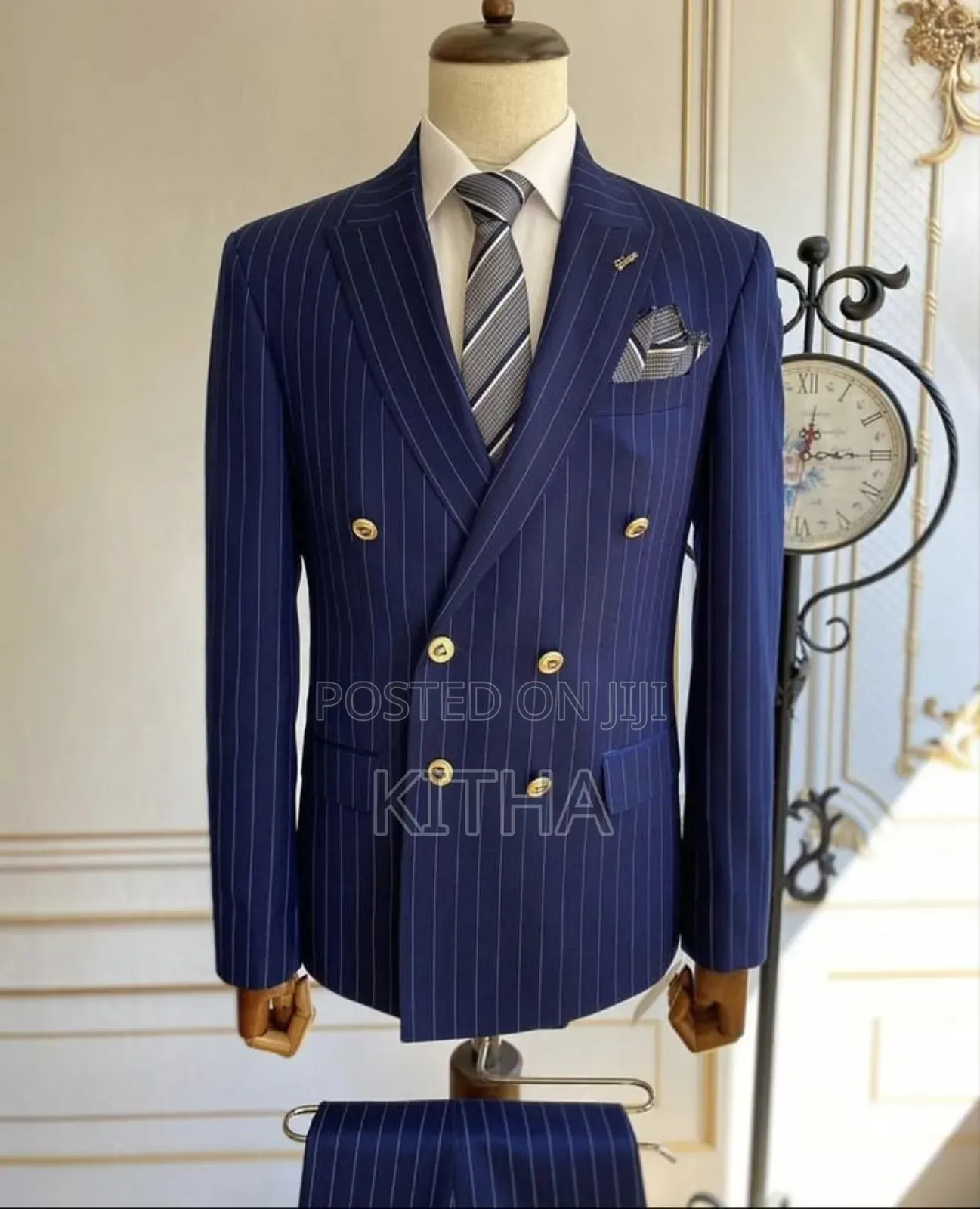 Latest Double Breast Stripe Suits