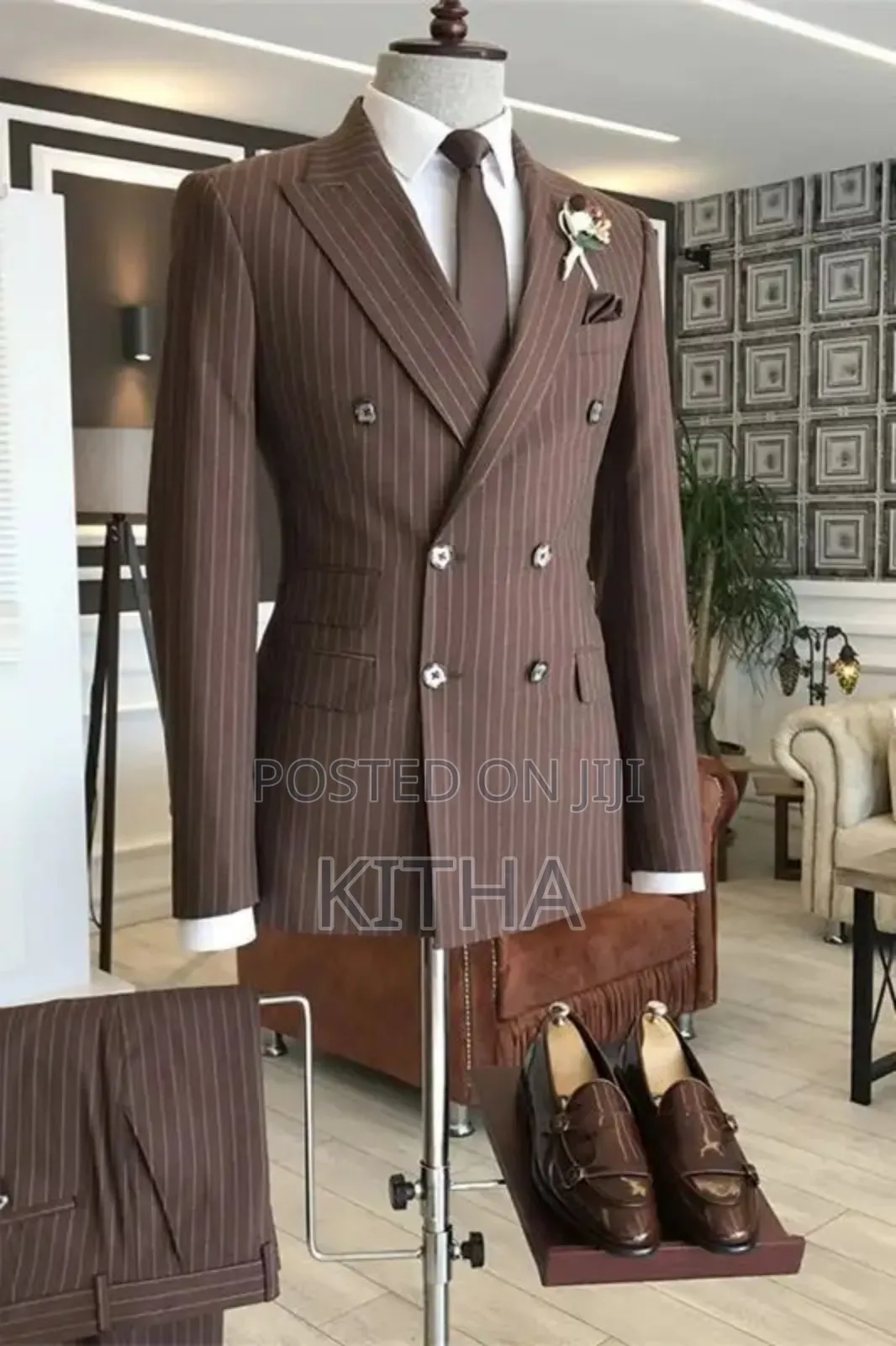 Latest Double Breast Stripe Suits