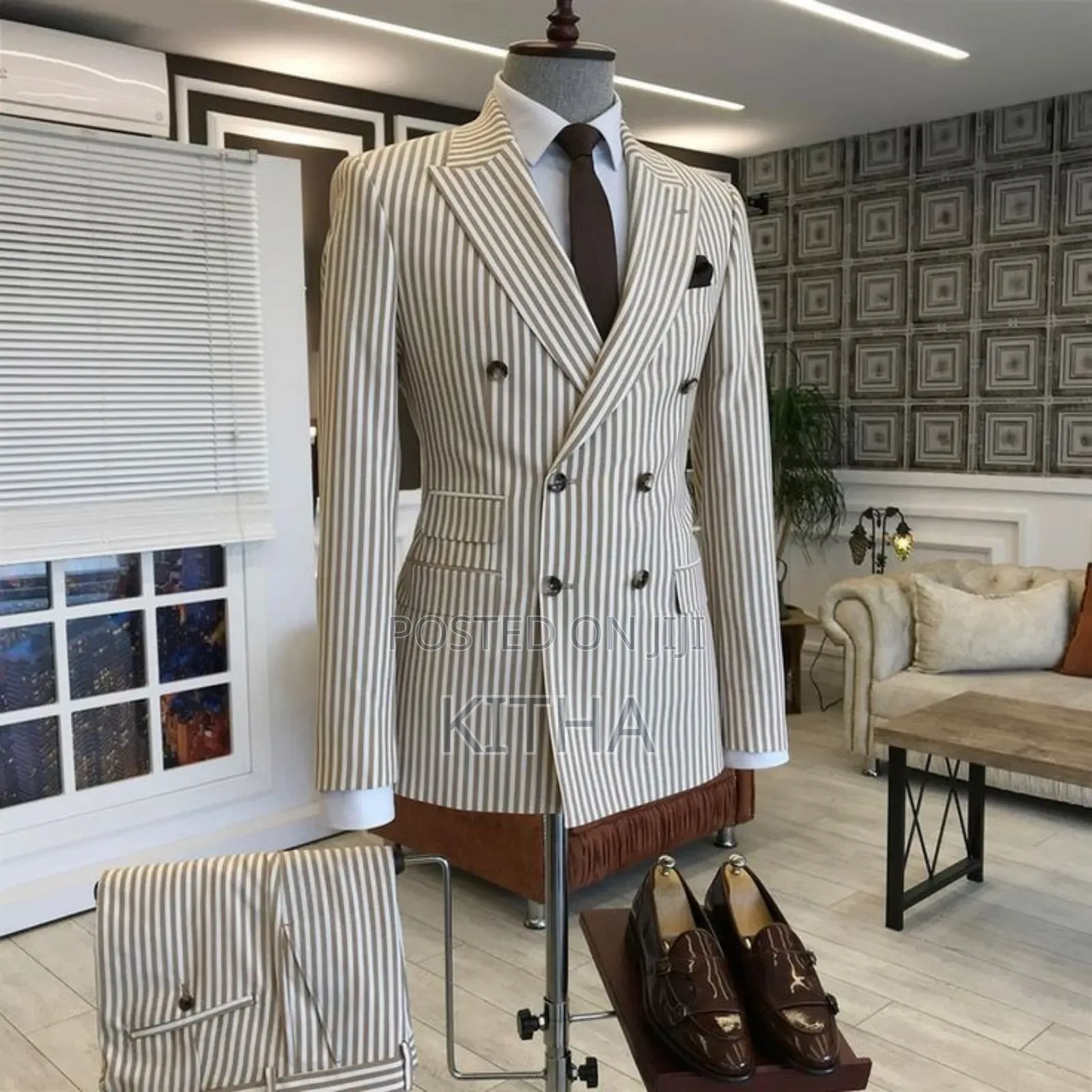 Latest Double Breast Stripe Suits