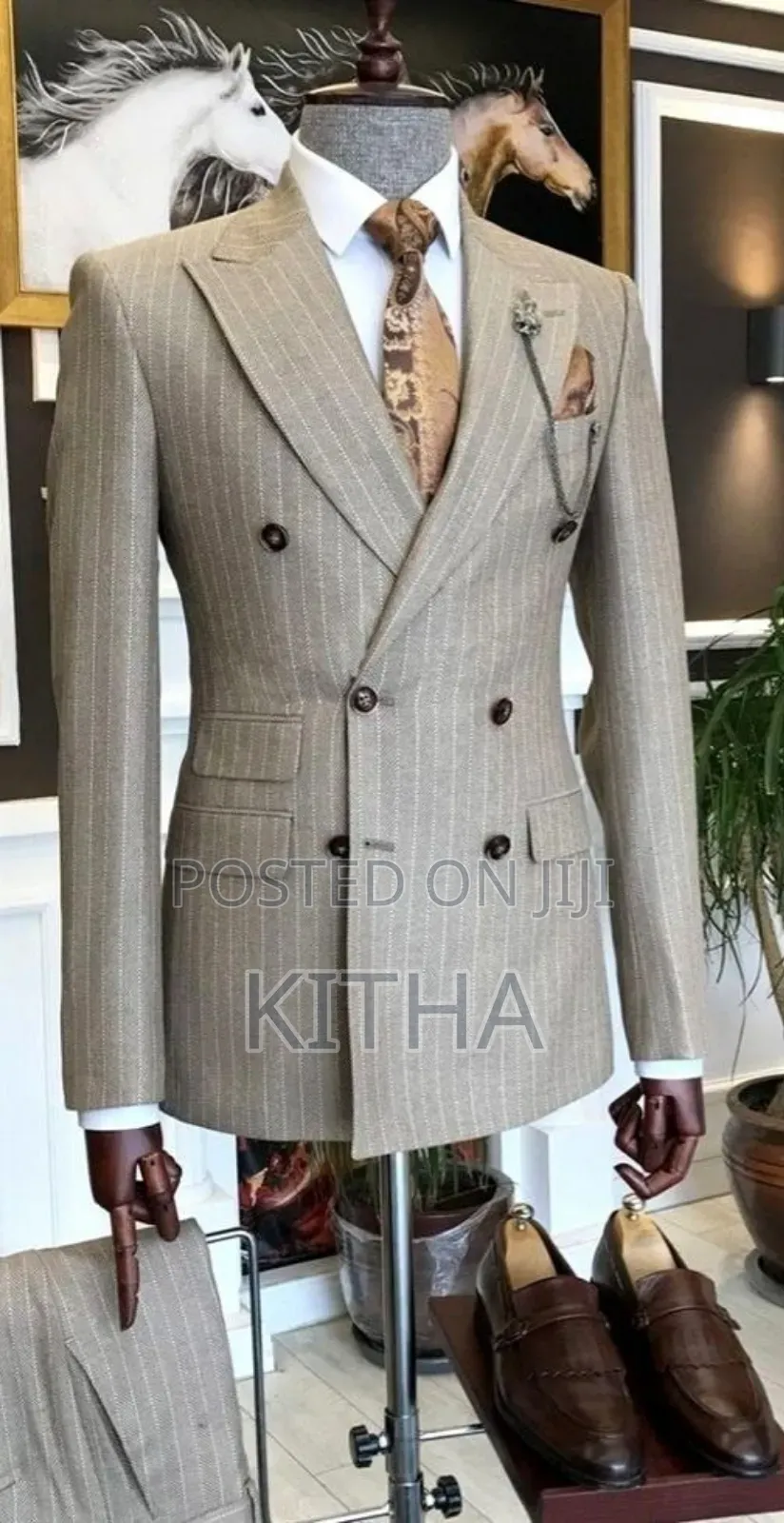 Latest Double Breast Stripe Suits