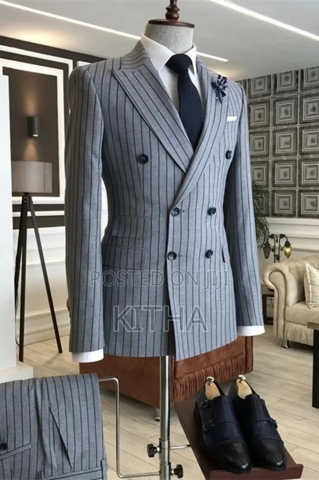 Latest Double Breast Stripe Suits