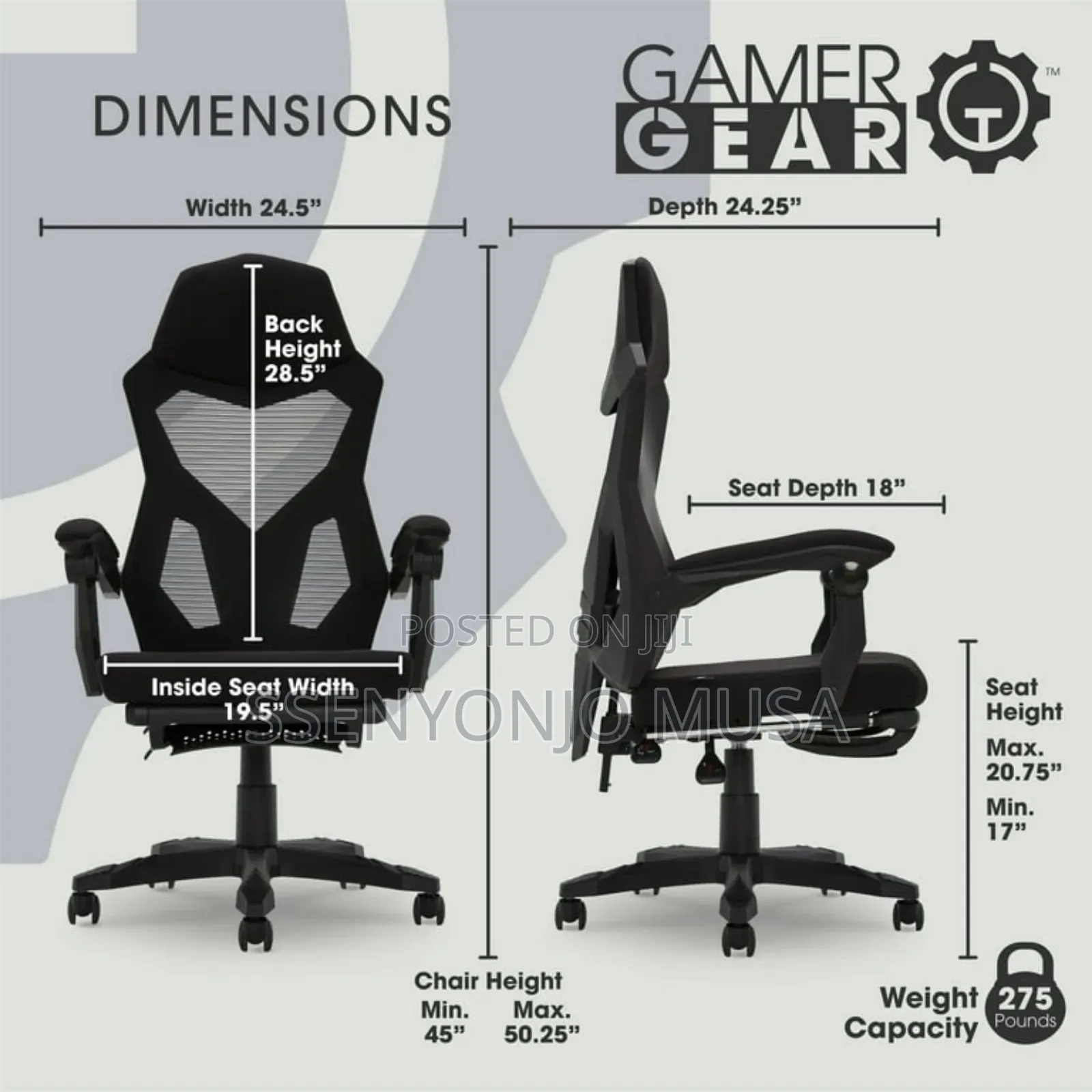 Gamer Gear Gaming Office Chair With Extendable Leg Rest-