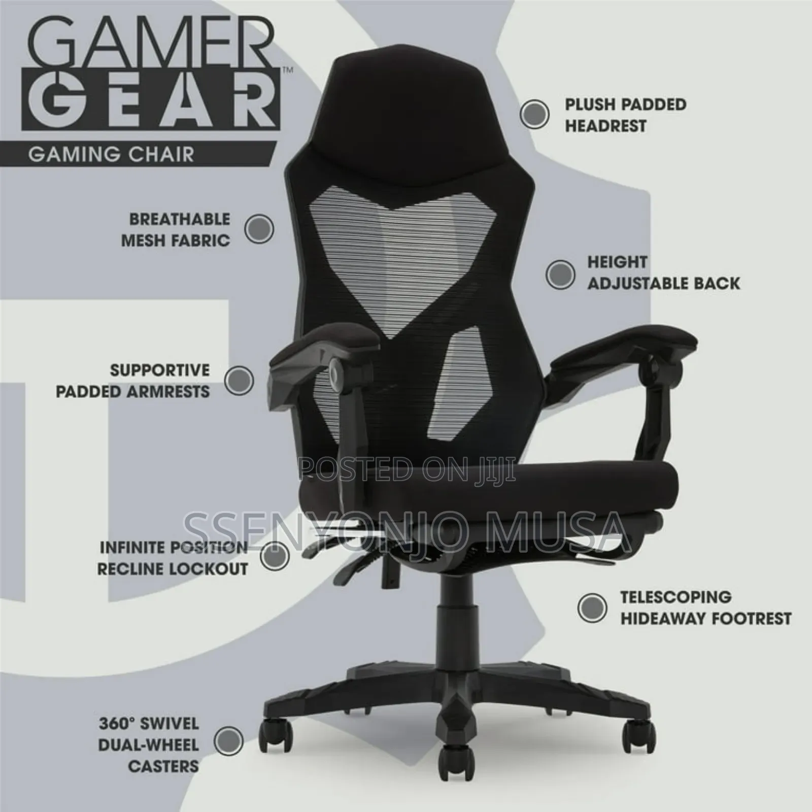 Gamer Gear Gaming Office Chair With Extendable Leg Rest-