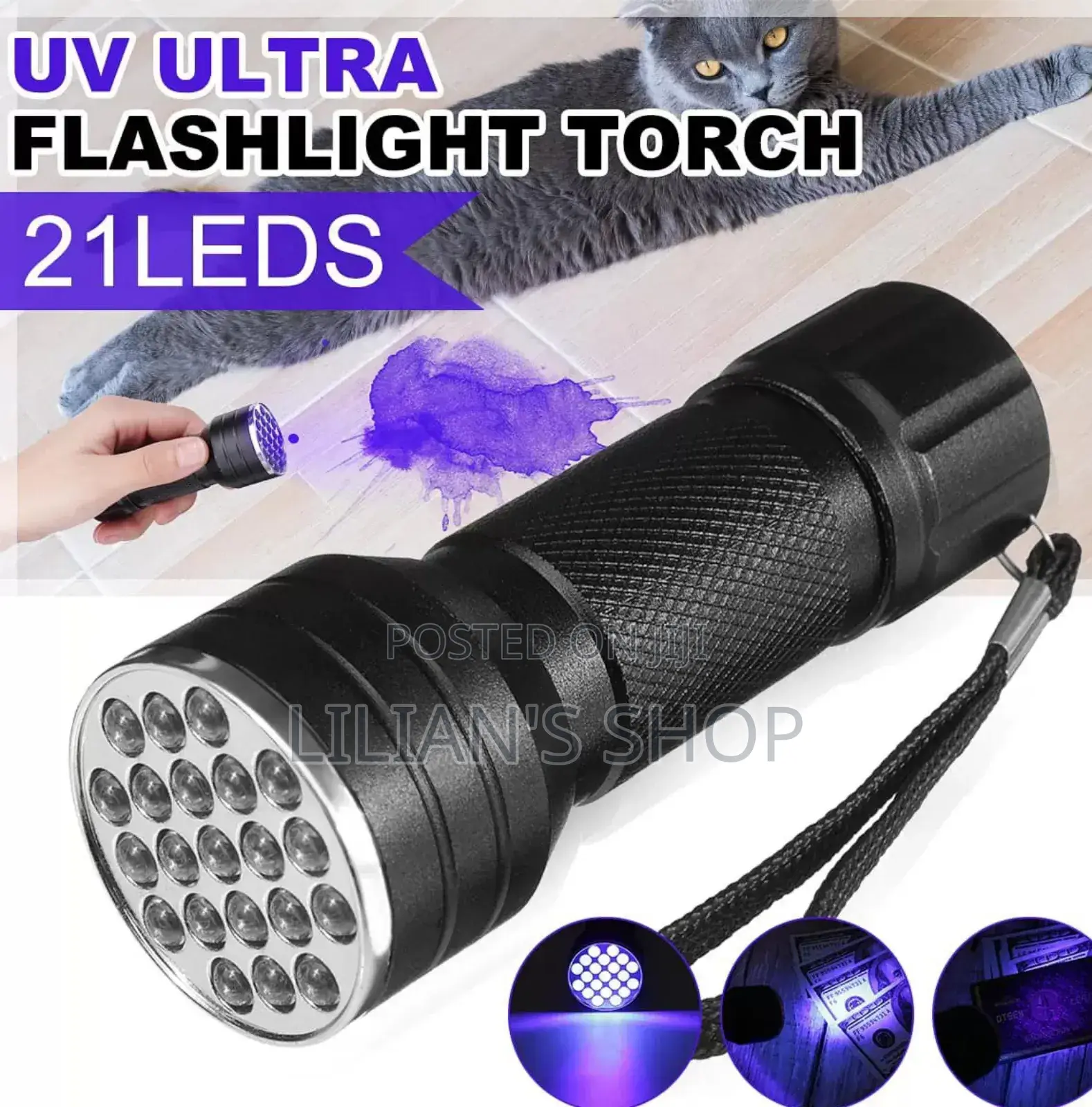 Portable Battery Powered Counterfeit Money Detector Torch