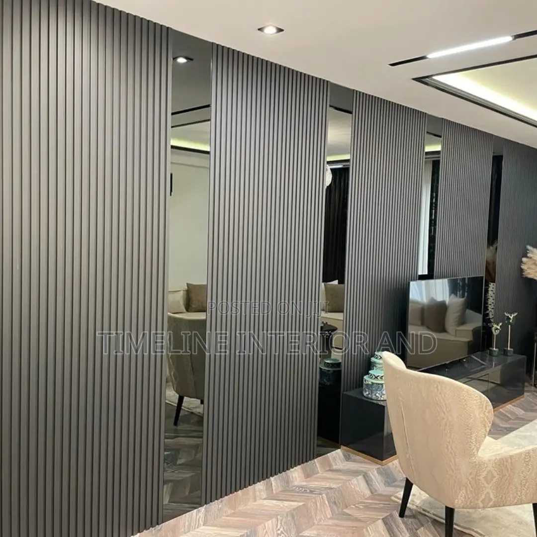 Industrial Glam: PVC Fluted Panels and Marble Sheets Tvunit
