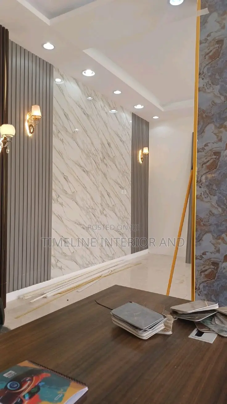 Modern Panels and Marble Sheet TV Unit