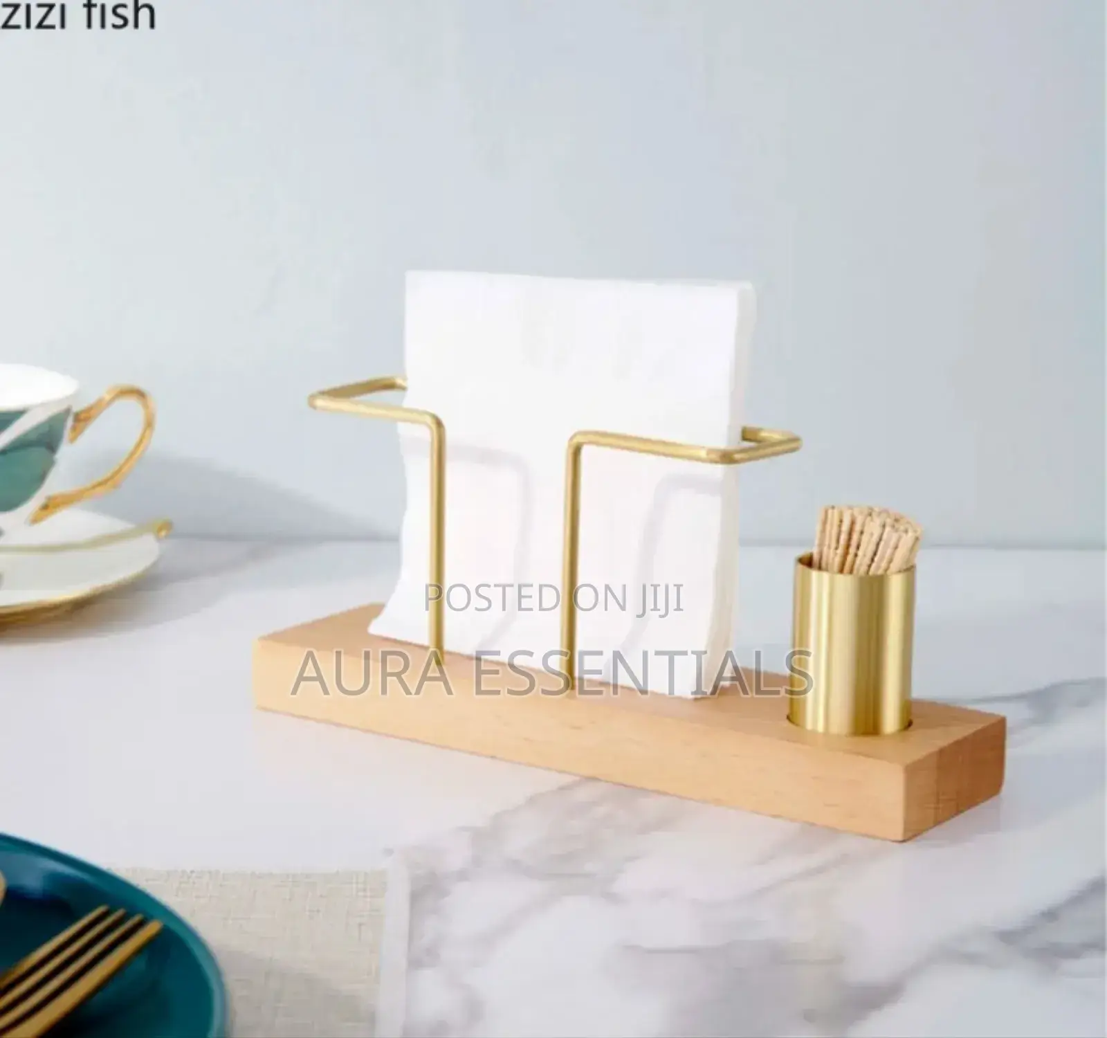 Brass Wood Napkin Holder