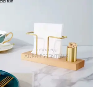 Brass Wood Napkin Holder