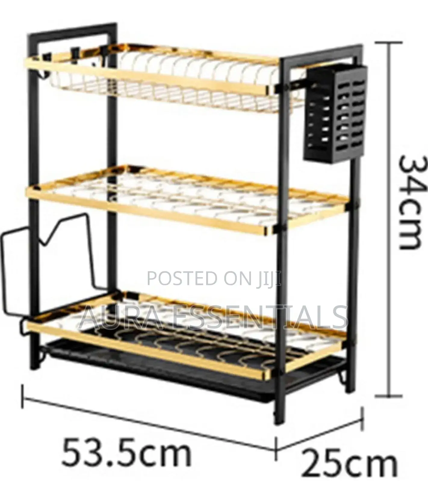 3 Layer Black Gold Kitchen Dish Rack