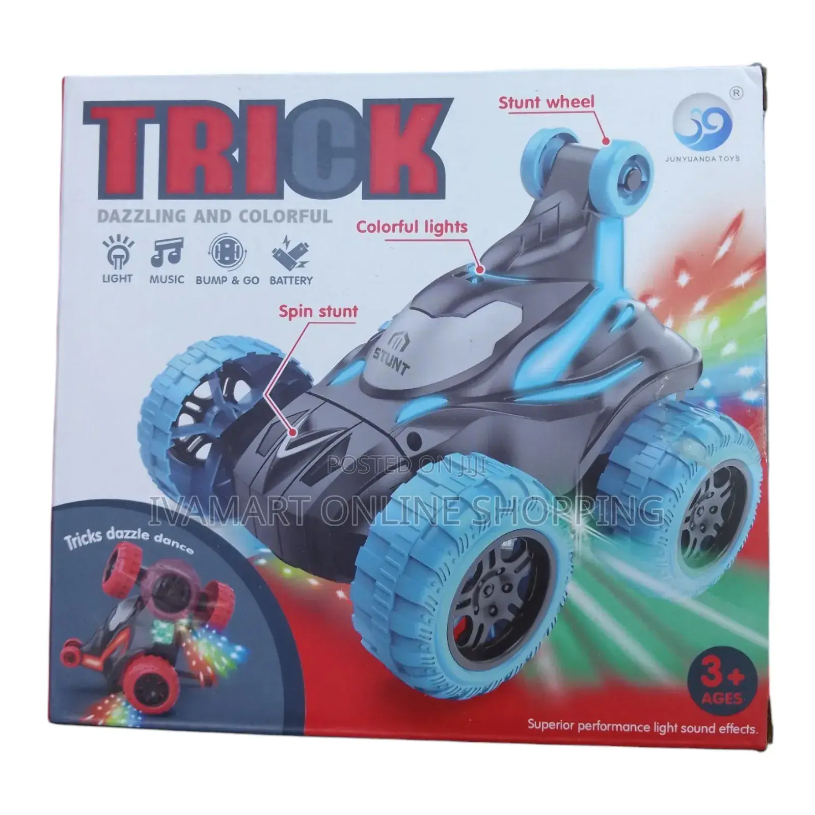 Trick Dazzling Stunt Car Toy for Kids - Bump and Go