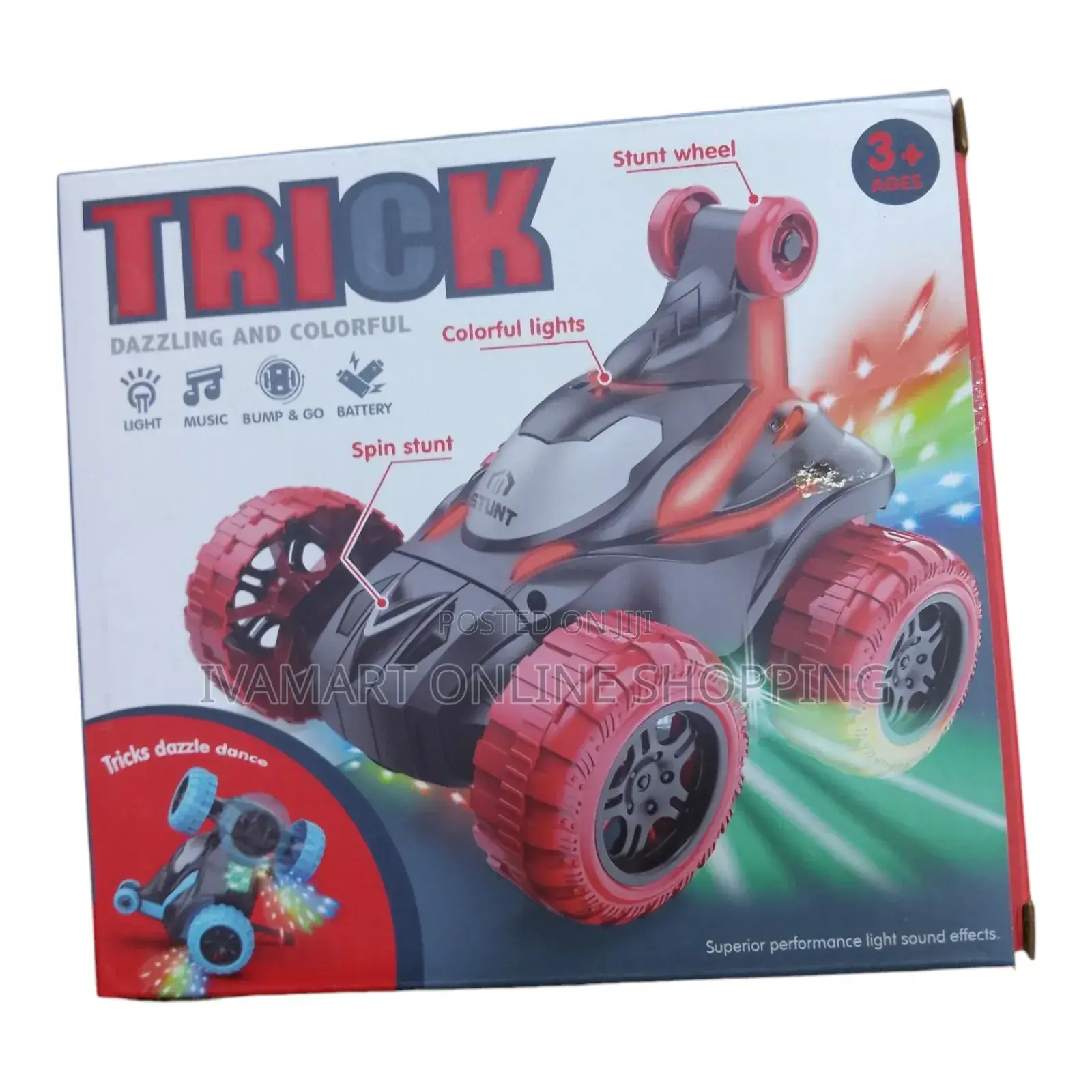 Trick Dazzling Stunt Car Toy for Kids - Bump and Go