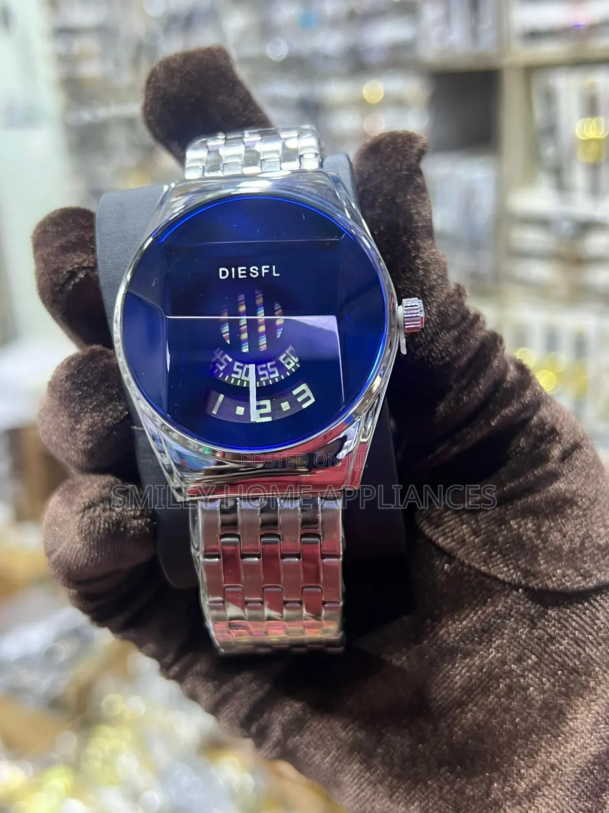 Blue Face Diesel Men's Classic Silver Watch