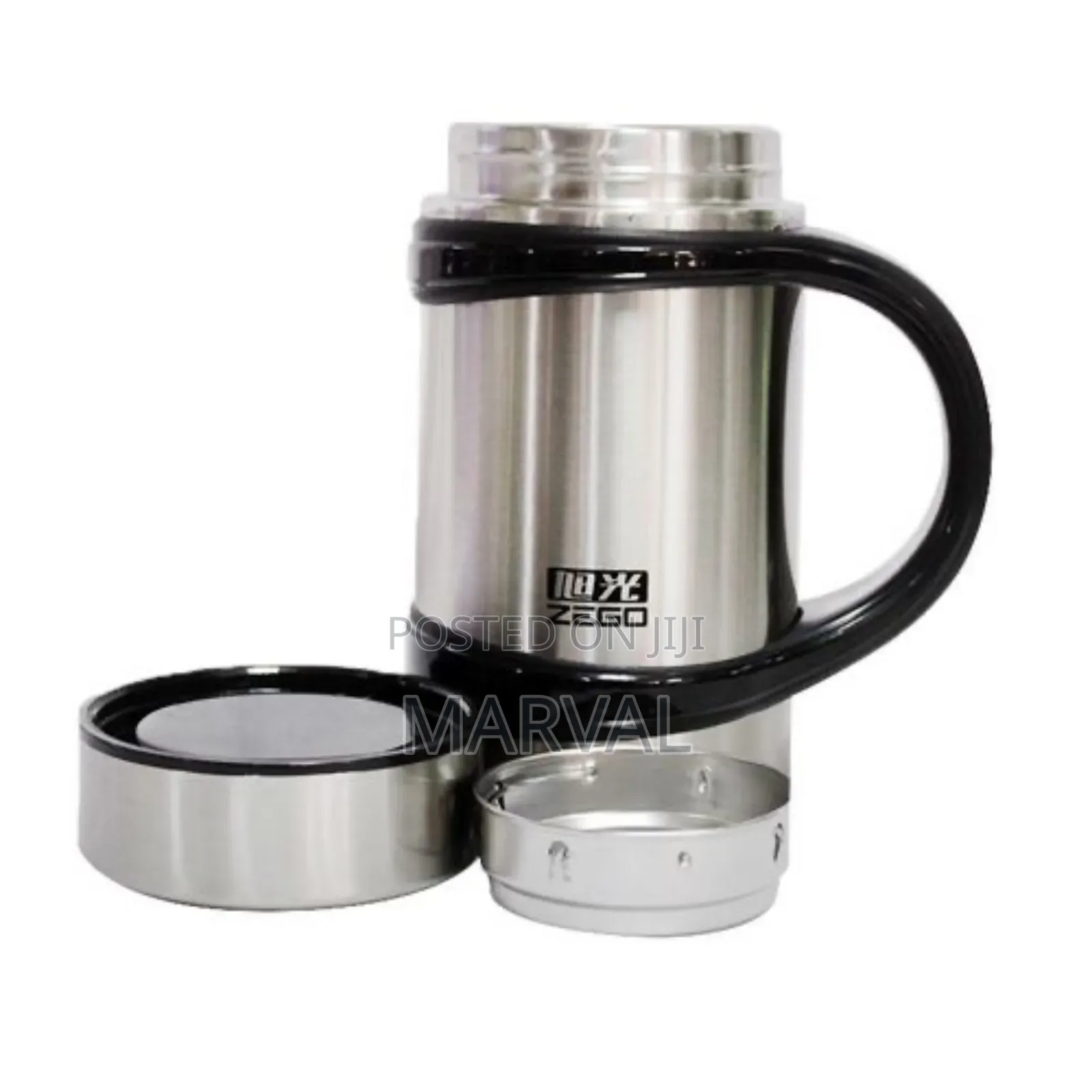 Zego Hot Cold Vacuum Cup, 480ml – Silver, Black