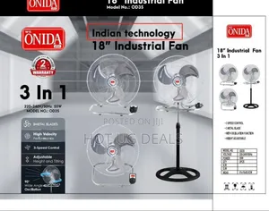 Onida Plus 3 in 1 18 Inch Industrial Fan - Silver Black