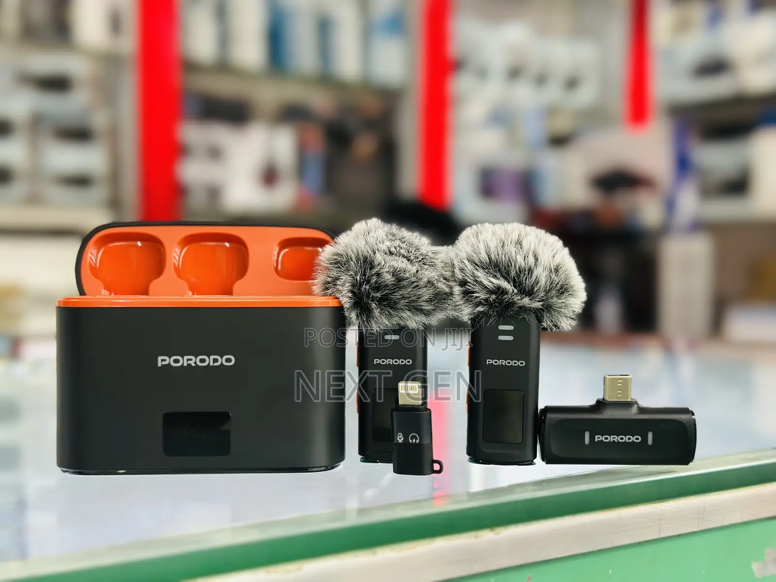 Porodo Lavalier Microphones Type-C Connector IOS Adapter