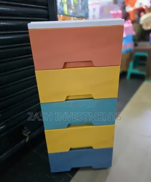 Photo - 4 - Tier Plastic Drawers Dresser Storage Cabinet