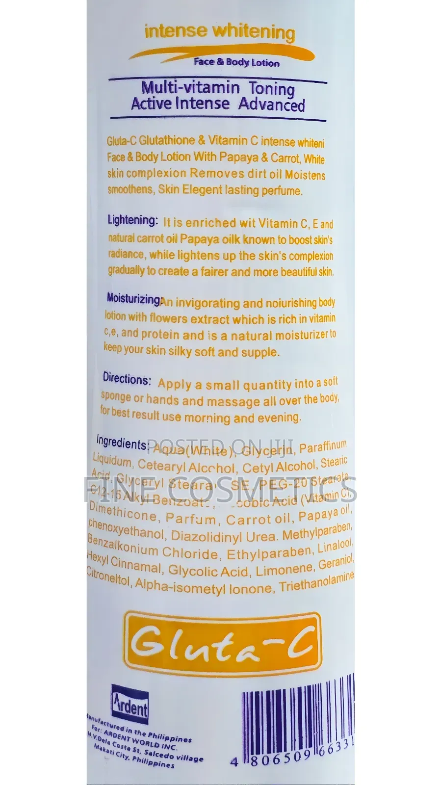 Gluta-C Intense Whitening Glutathione+Vitaminc Carrot Lotion