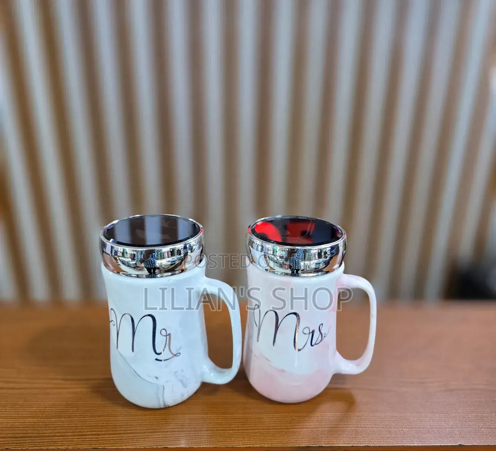 Marble Couple Cups Mr and Mrs