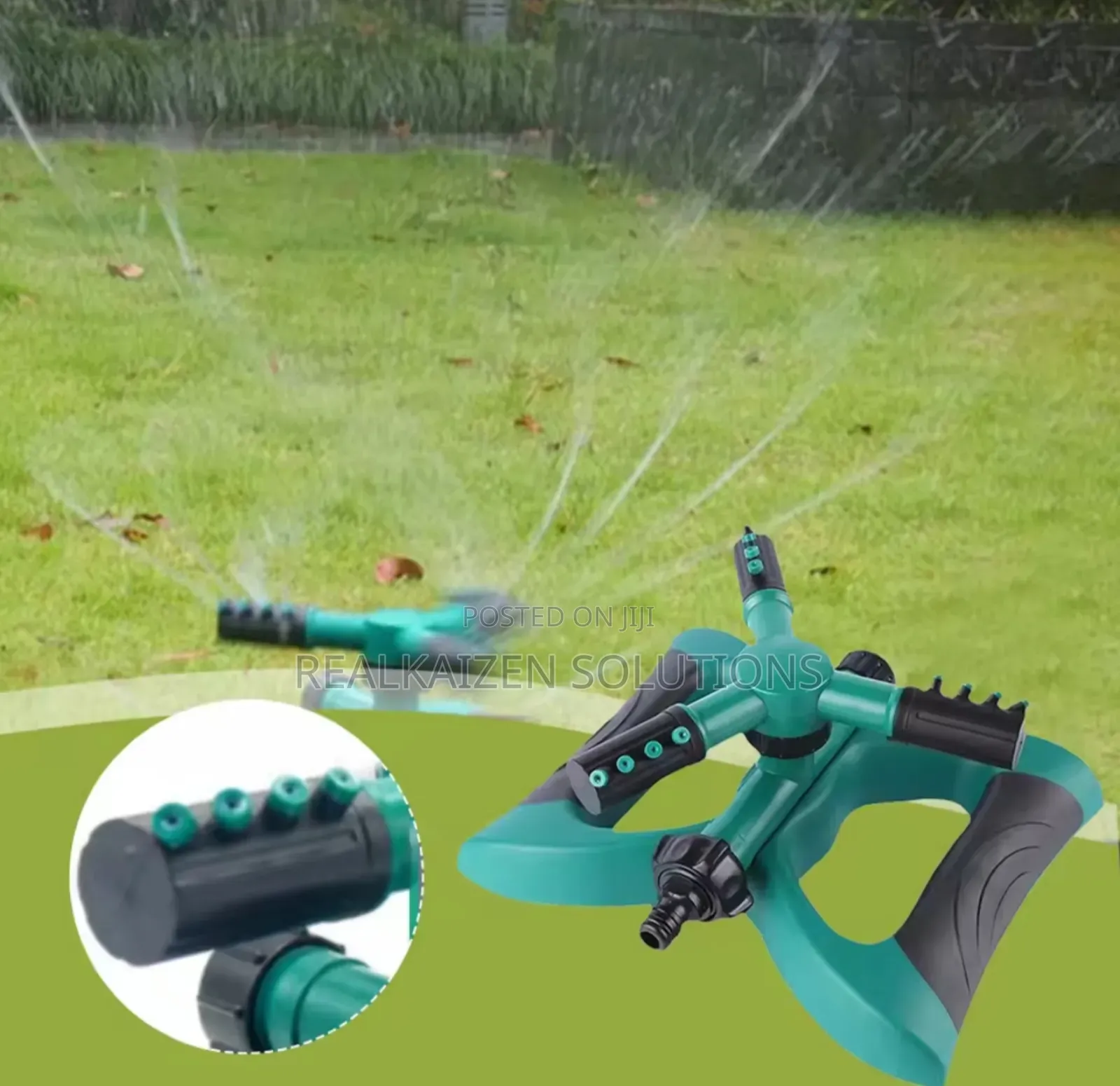 12 Nozzles 3 Arms 360° Lawn Garden Water Sprinkler