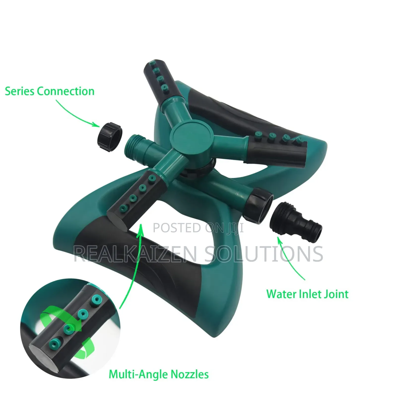 12 Nozzles 3 Arms 360° Lawn Garden Water Sprinkler