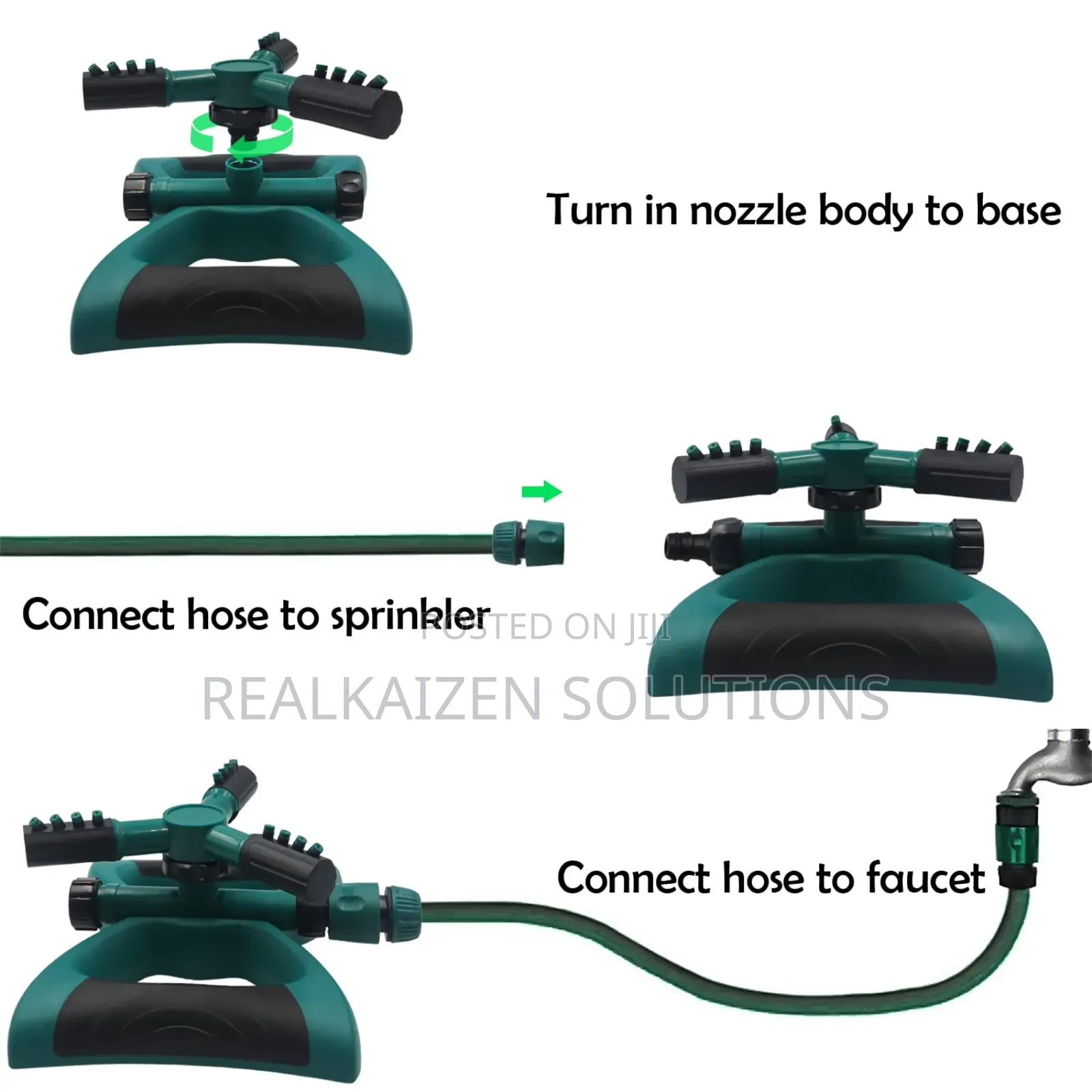 12 Nozzles 3 Arms 360° Lawn Garden Water Sprinkler