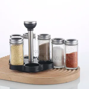 6-Jar Revolving Spice Rack - Rotating Spice Herb Organizer