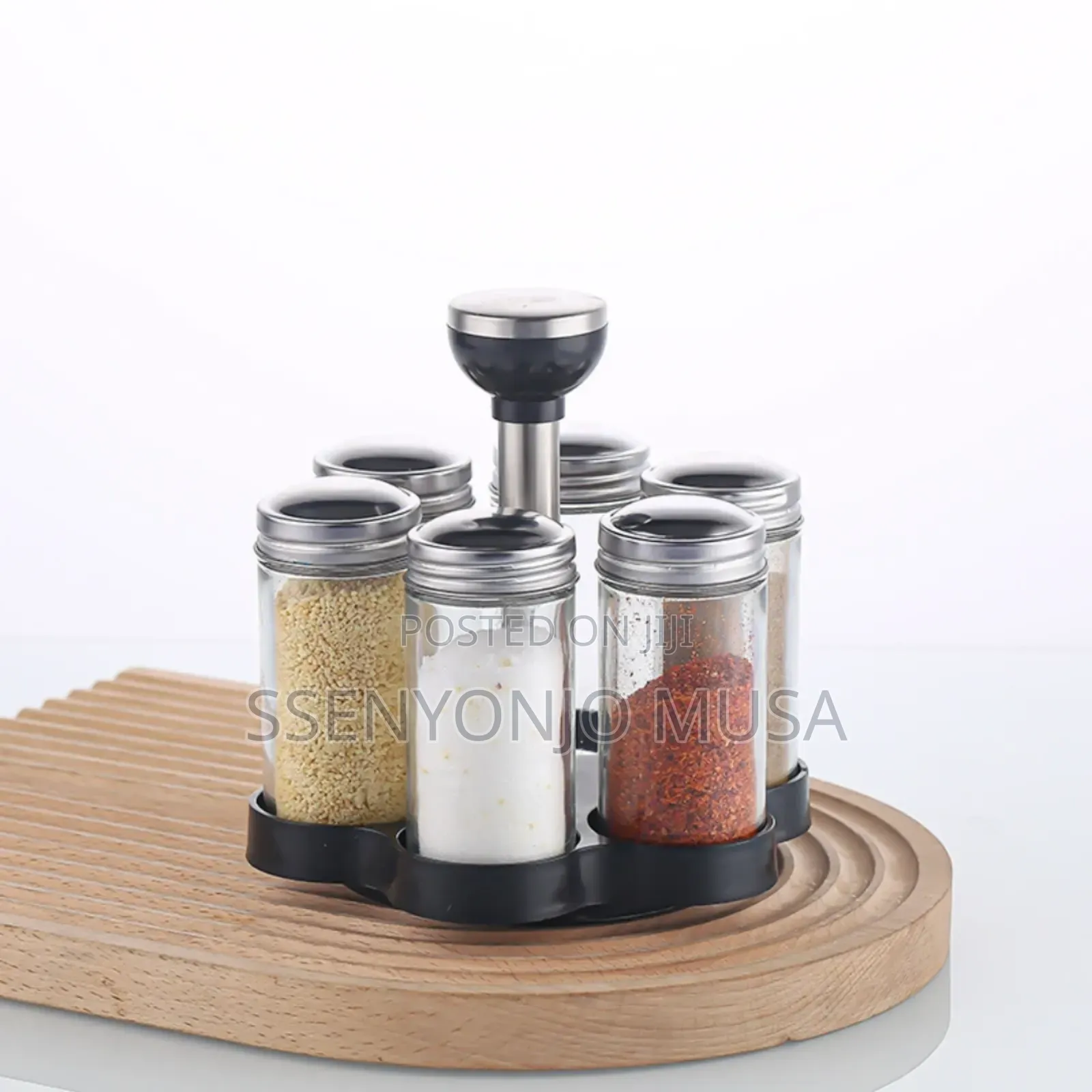 6-Jar Revolving Spice Rack - Rotating Spice Herb Organizer