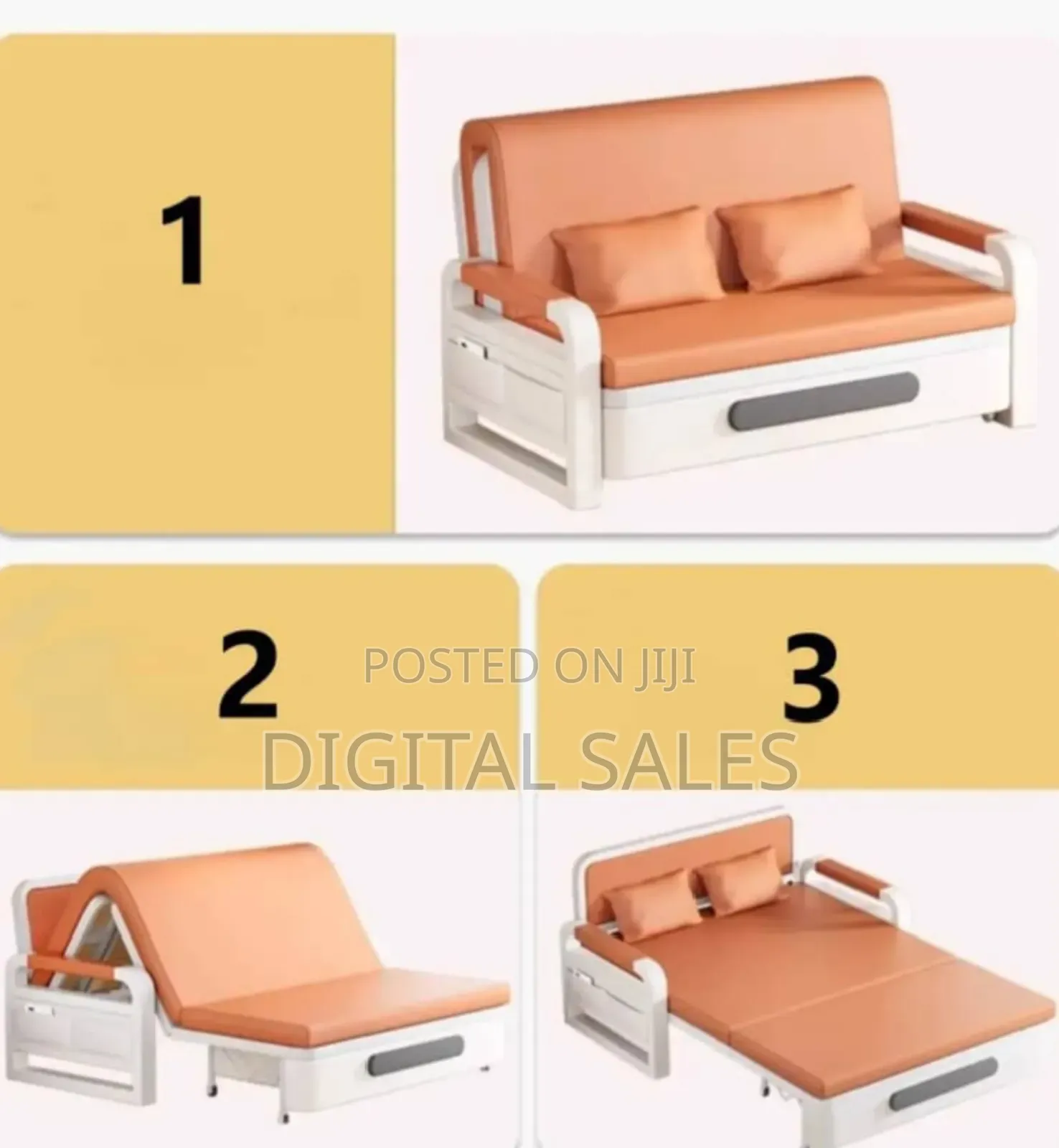 Portable Leather Sofa Bed 3 Seater
