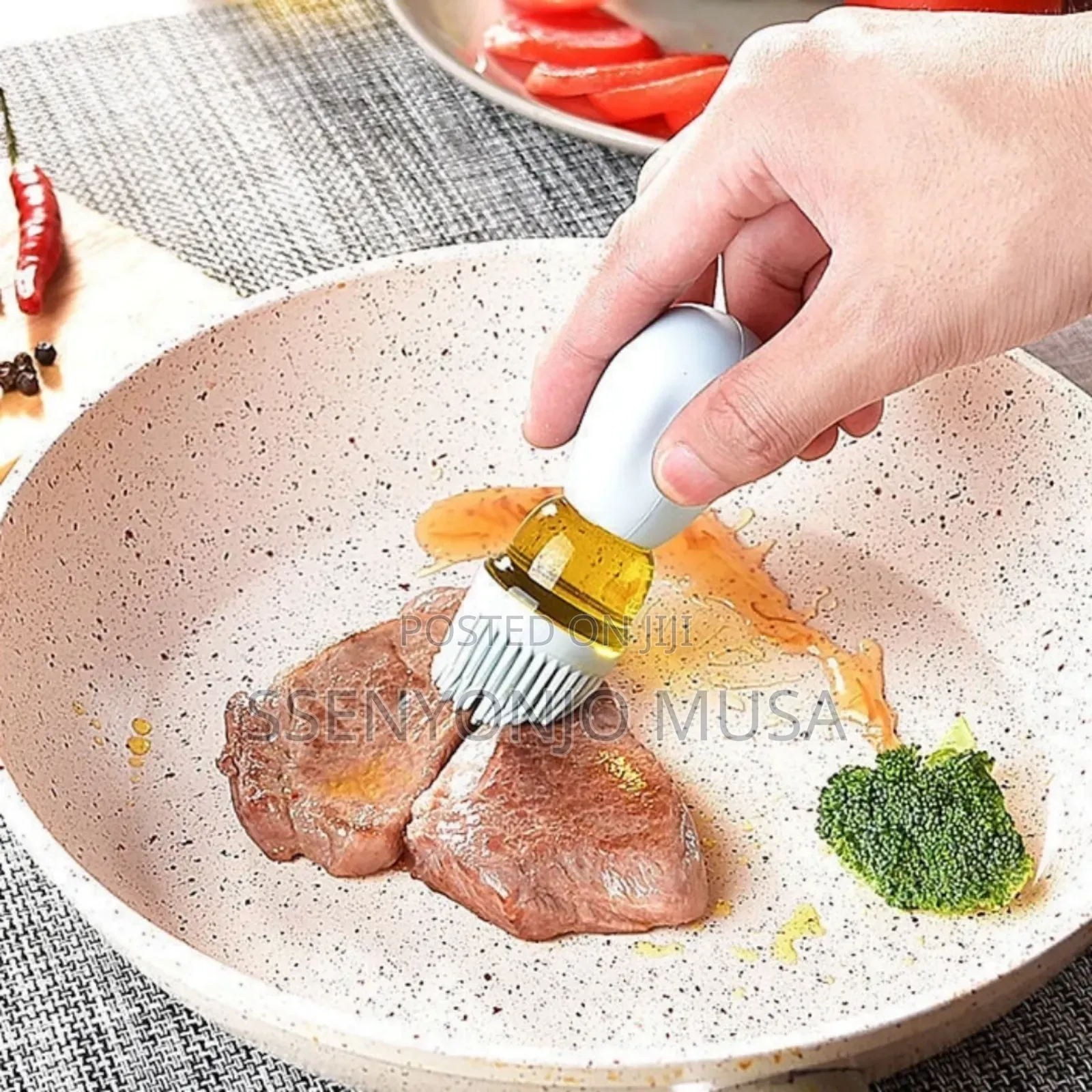 Glass Oil Bottle With Silicone Brush - Measuring Olive Oil-