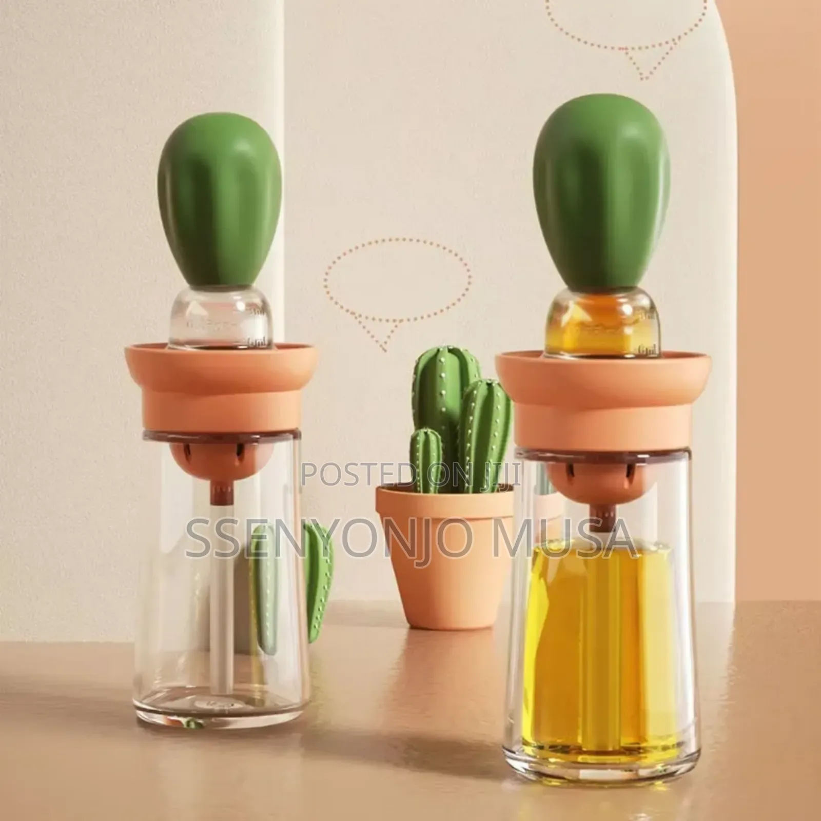 Glass Oil Bottle With Silicone Brush - Measuring Olive Oil-