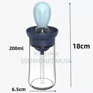Glass Oil Bottle With Silicone Brush - Measuring Olive Oil-