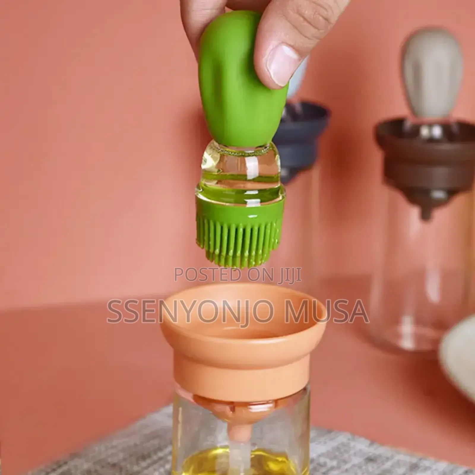Glass Oil Bottle With Silicone Brush - Measuring Olive Oil-