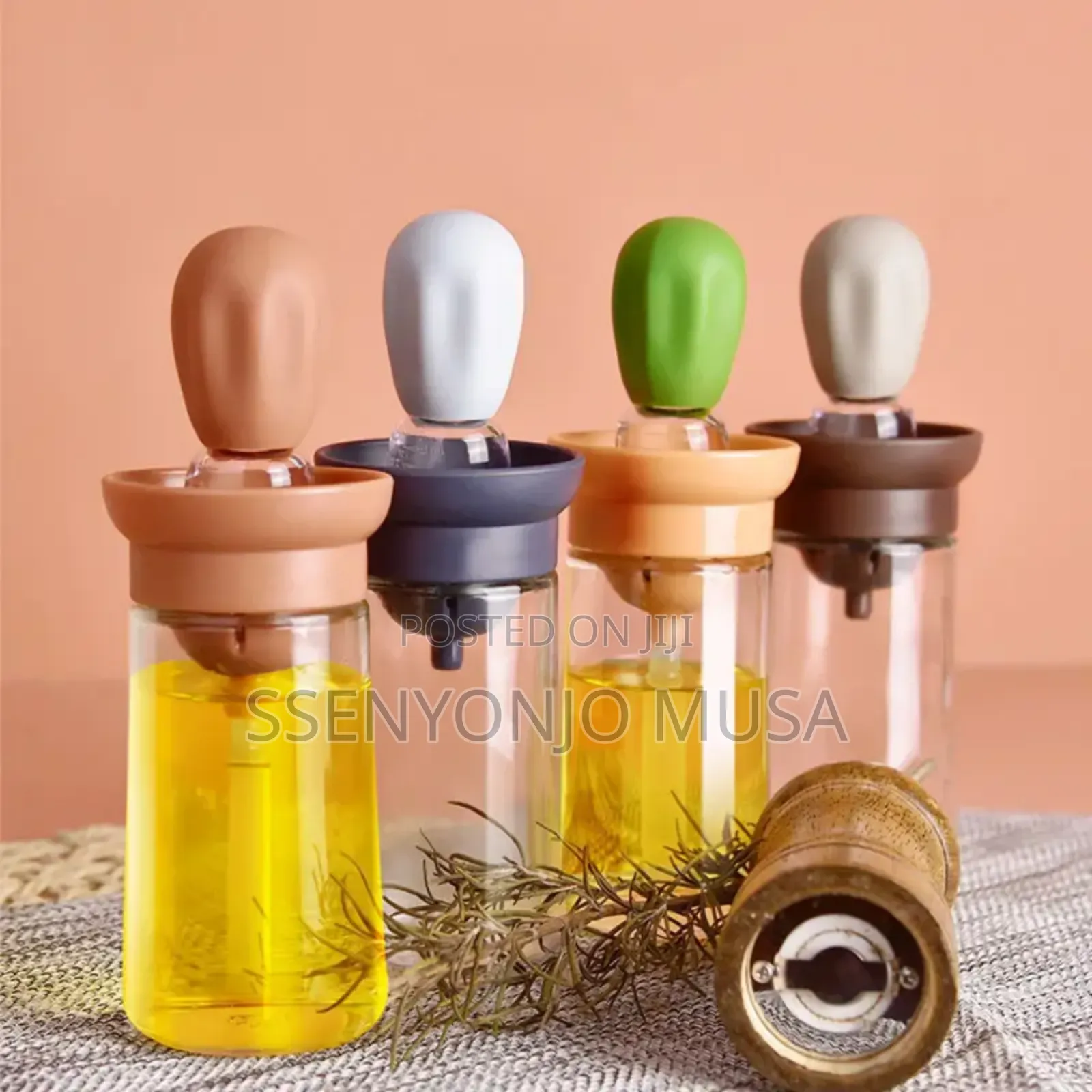 Glass Oil Bottle With Silicone Brush - Measuring Olive Oil-