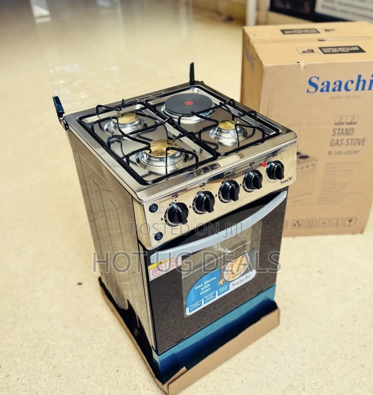 Saachi 3 Gas Burners and 1 Electric Hotplate With Gas Oven