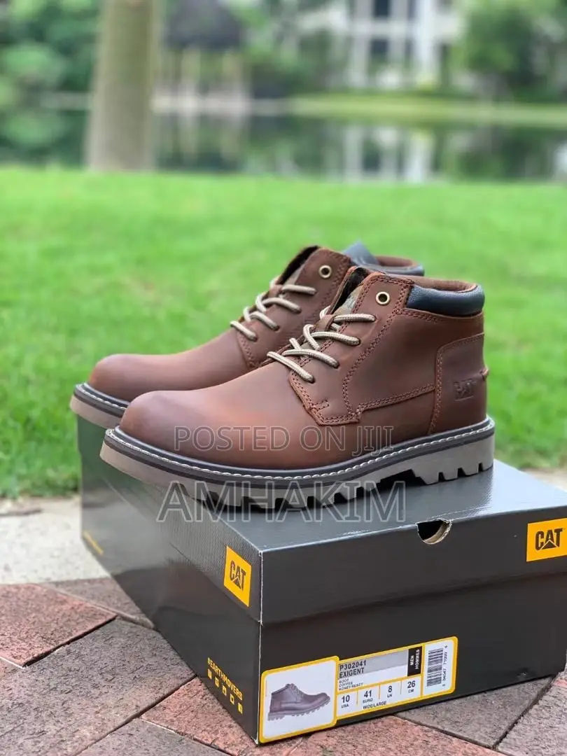 Men's Hard Leather Caterpillar Boots in Stock