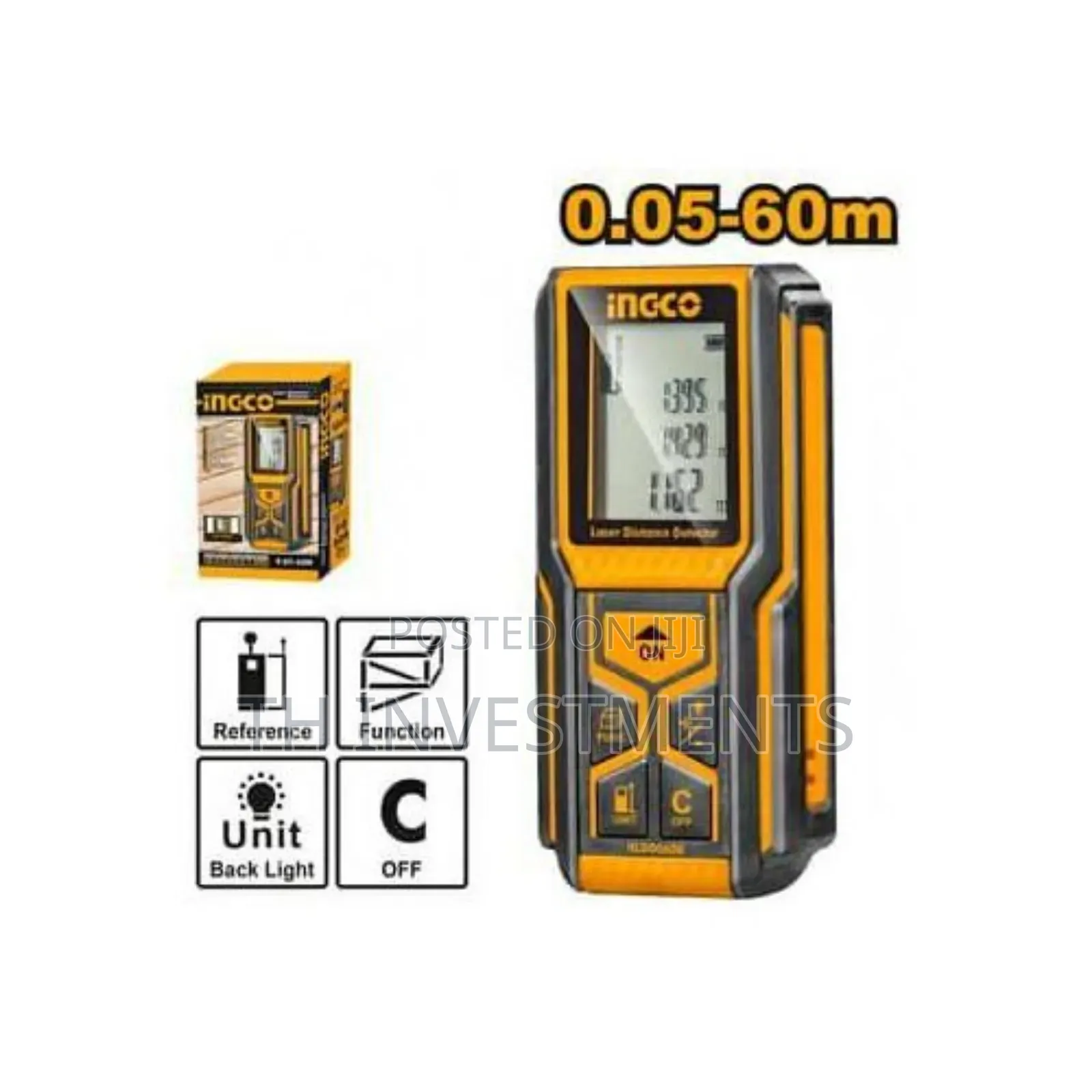 Ingco Laser Distance Detector Hldd0608 - Black/Orange 