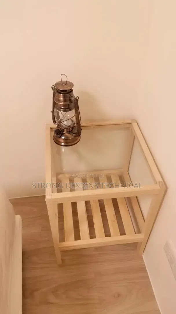 Glass Top Wooden Side Table/Bedside/ Night Stand/ Sofa Table