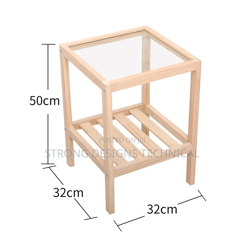 Glass Top Wooden Side Table/Bedside/ Night Stand/ Sofa Table